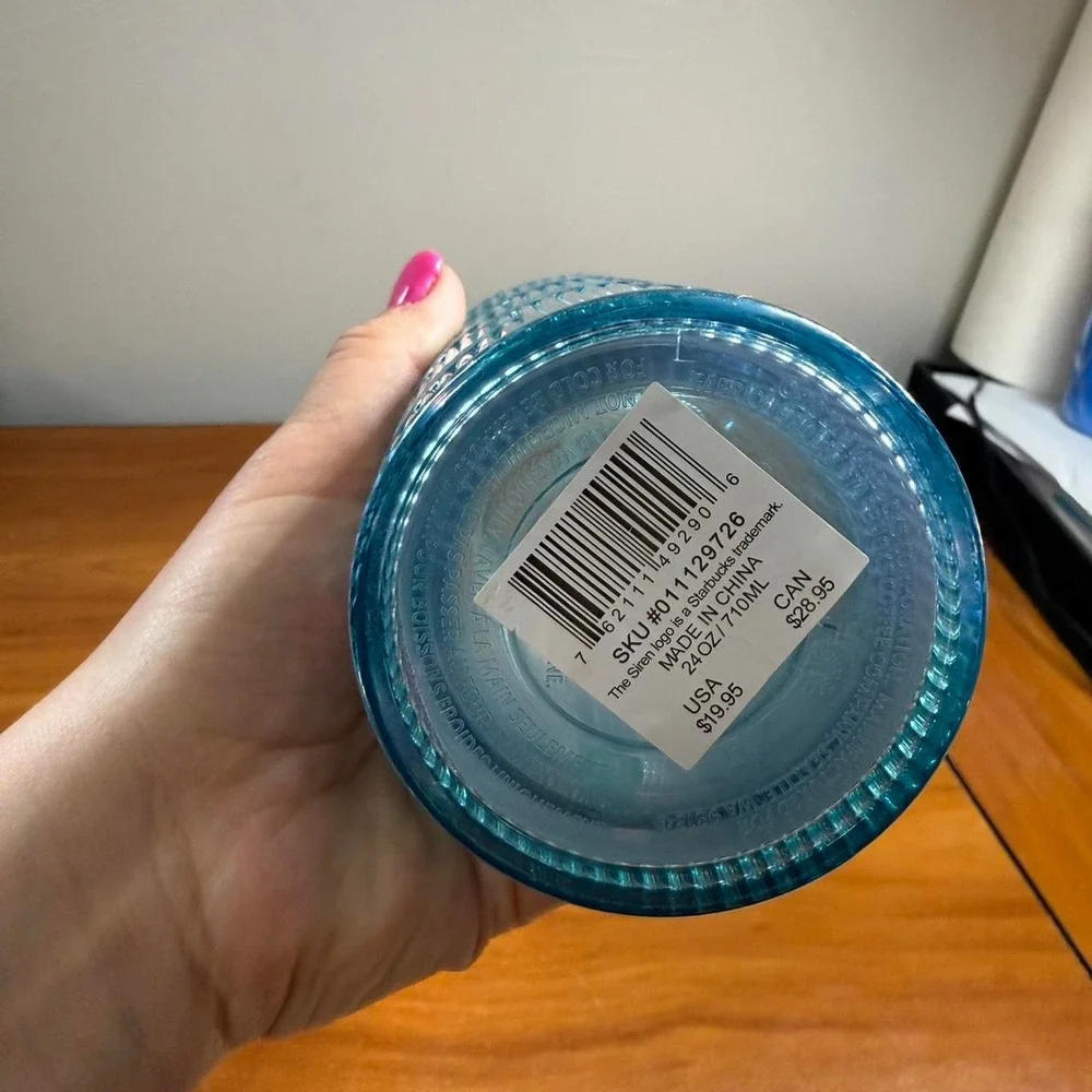 Starbucks Iridescent Blue and purple tumbler Rainbiw with straw